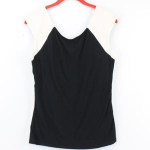 Express Black with Shoulder White Faux Leather Top